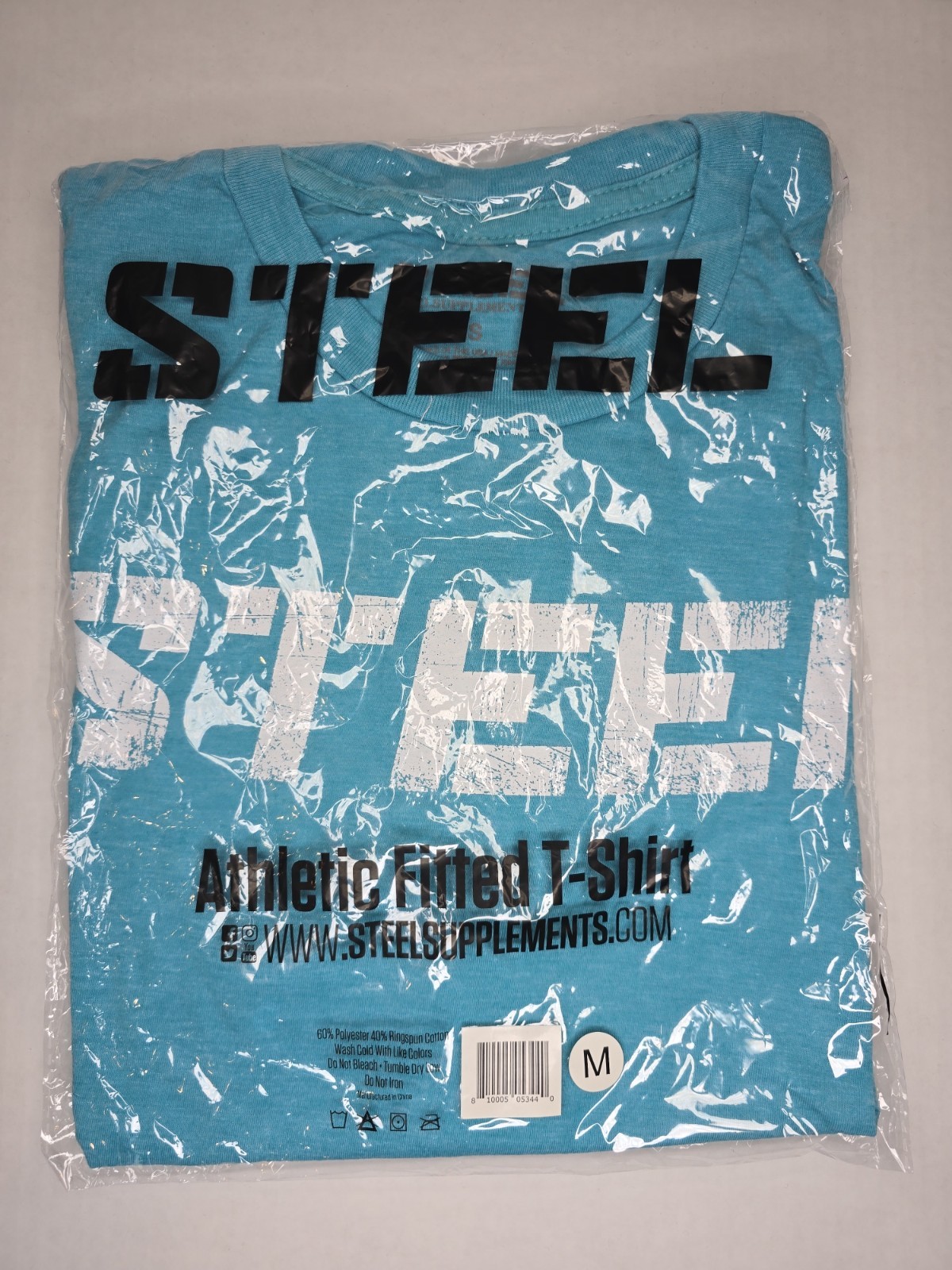 Men’s Steel Supplements T-Shirt Teal Medium Sports Gym Active USA