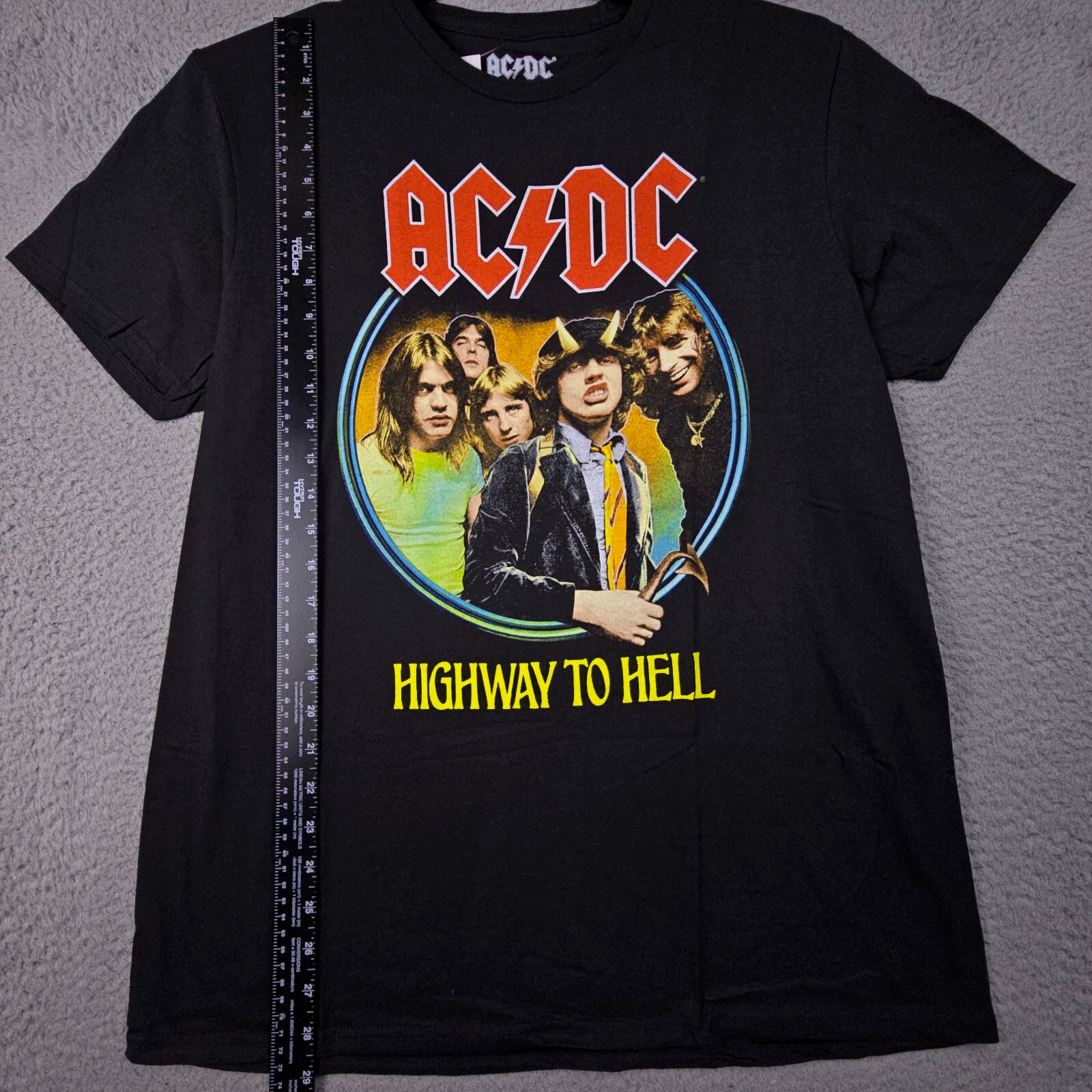 ACDC Shirt Mens LARGE L BLACK NEW HIGHWAY TOO HELL CONCERT TOUR ROCK Music NWT gallery