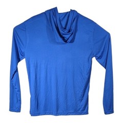 2 Long Sleeve Royal Blue Hooded Workout Shirts Medium M/L Loose Solid
