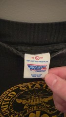 Vintage 80s US Navy Pacific Fleet Men’s Large Fits Cropped Black And YellowShirt
