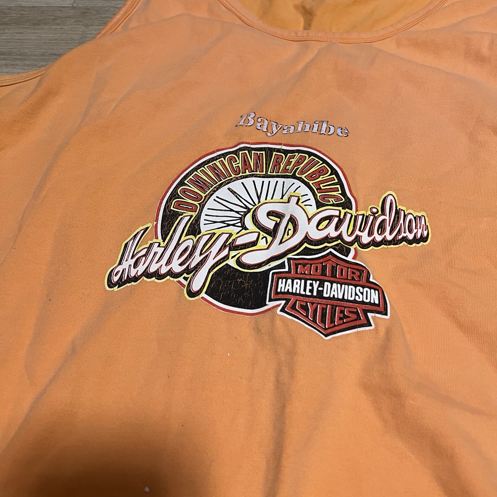 Harley Davidson Motorcycles Bayahibe Dominican Republic XL Men Tank Top Orange gallery