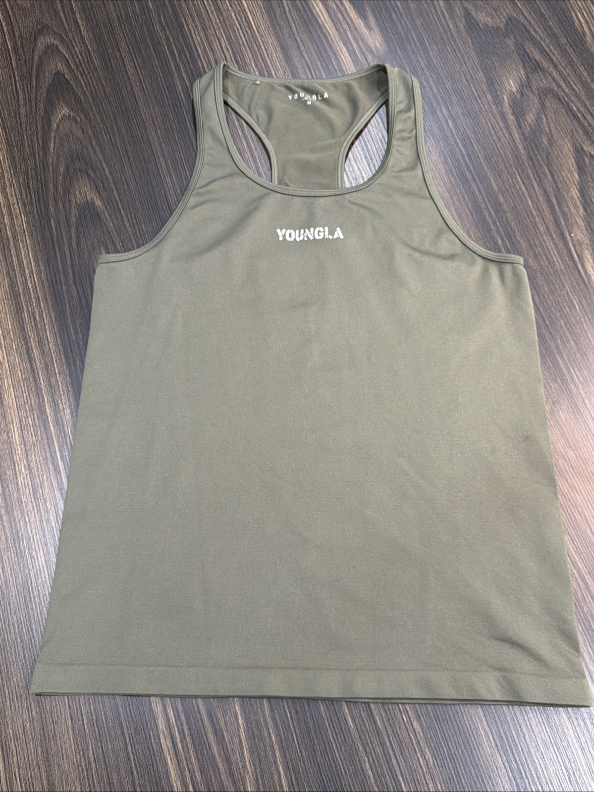 YoungLA Men’s Sleeveless Tank Top Dark Green Size Medium gallery
