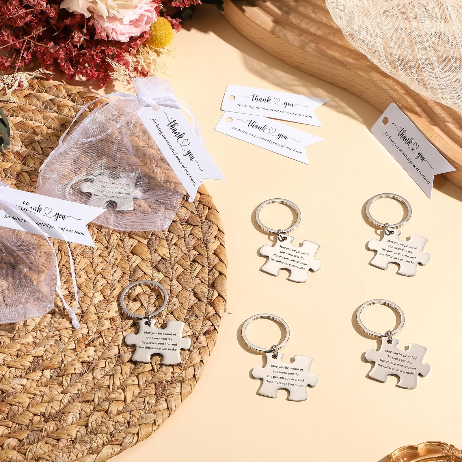 May You Be Proud Keychain Thank You Keychain Bulk with Tags Organza Bags Team... gallery
