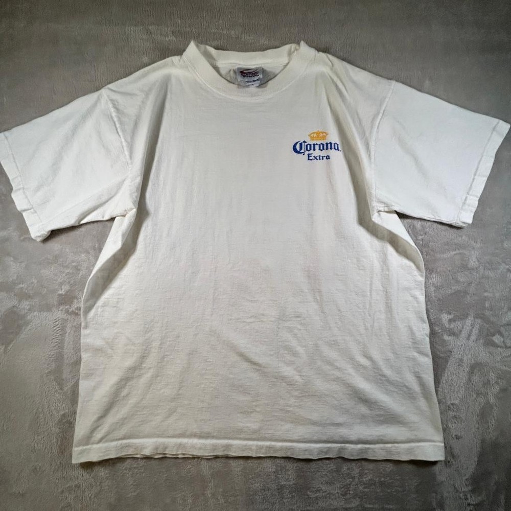 Corona Extra Beer Surfboards Graphic T-Shirt Mens Large White Cadre Athletic VTG