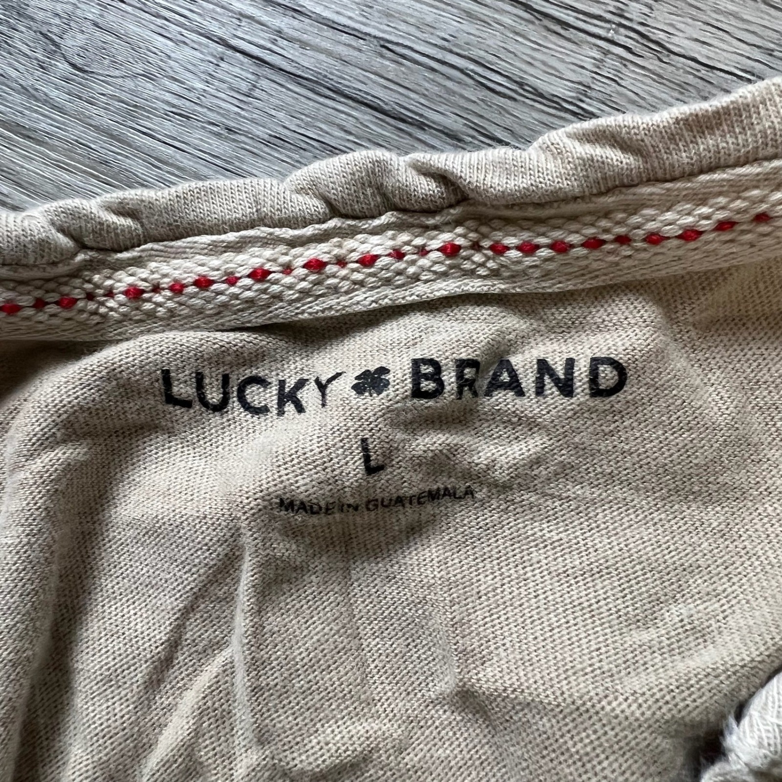 Lucky Brand Henley Shirt Mens Large Tan Short Sleeve Cotton Casual Basic Top gallery