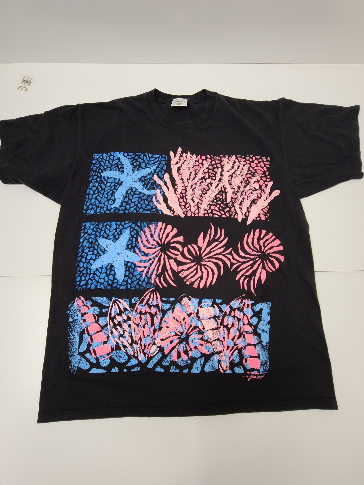 Gilda Marx Art Shirt OSFA Black Sea Coral Ocean Life Graphic Tee All Over Print