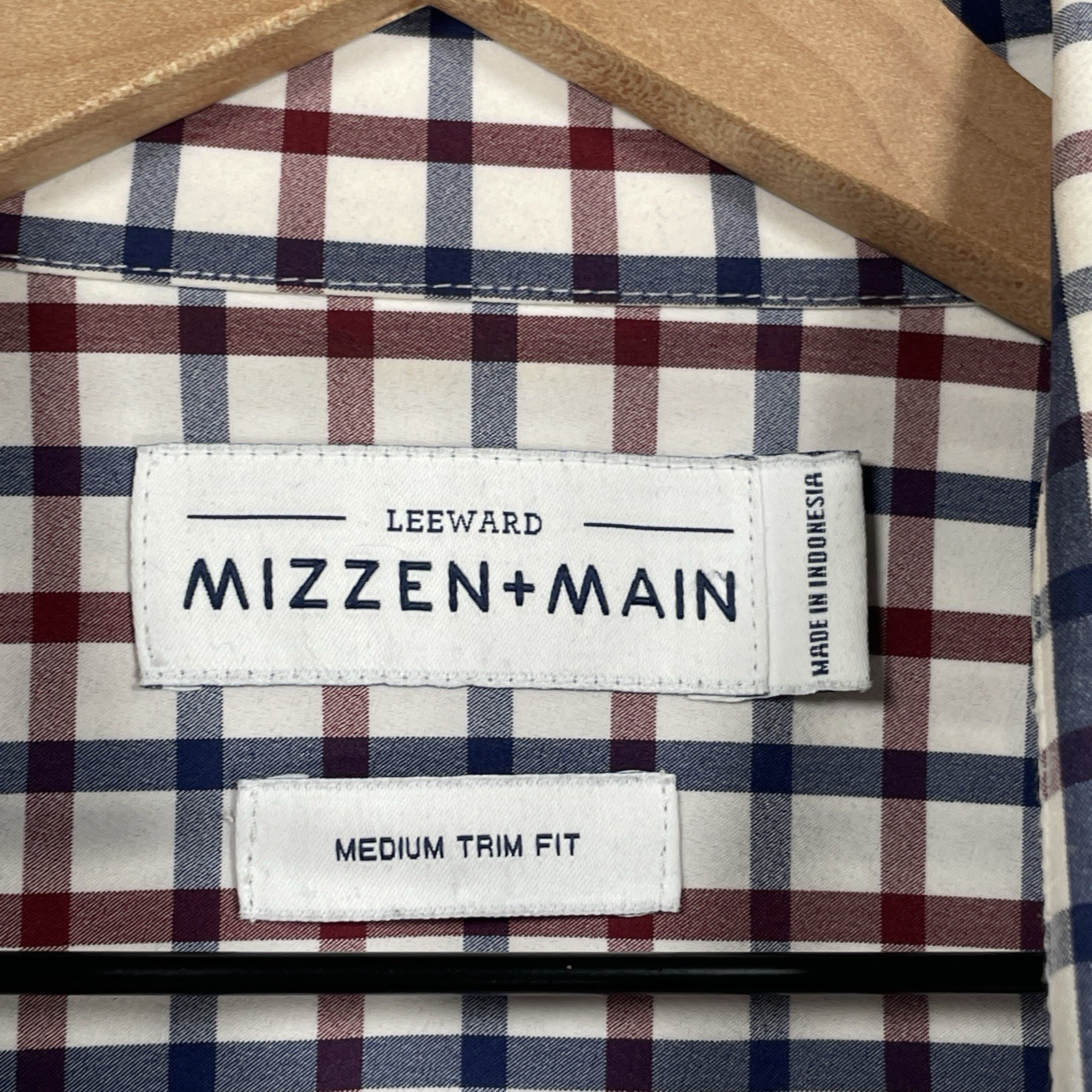 Mizzen Main Shirt M Trim Fit White Check Stretch Performance Long Sleeve Button gallery
