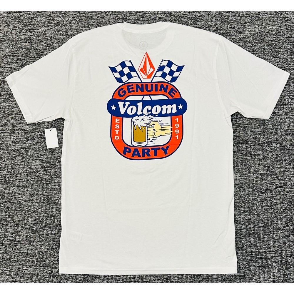 Volcom Mens Large White Fifth Gear SST Party Racing Graphic Shirt 2024 NWT