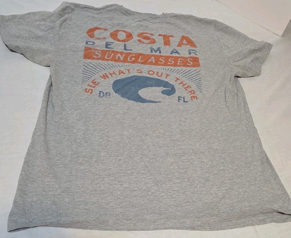 Costa Del Mar Men’s Gray Graphic Logo Crew Neck Short Sleeve T-Shirt Size L