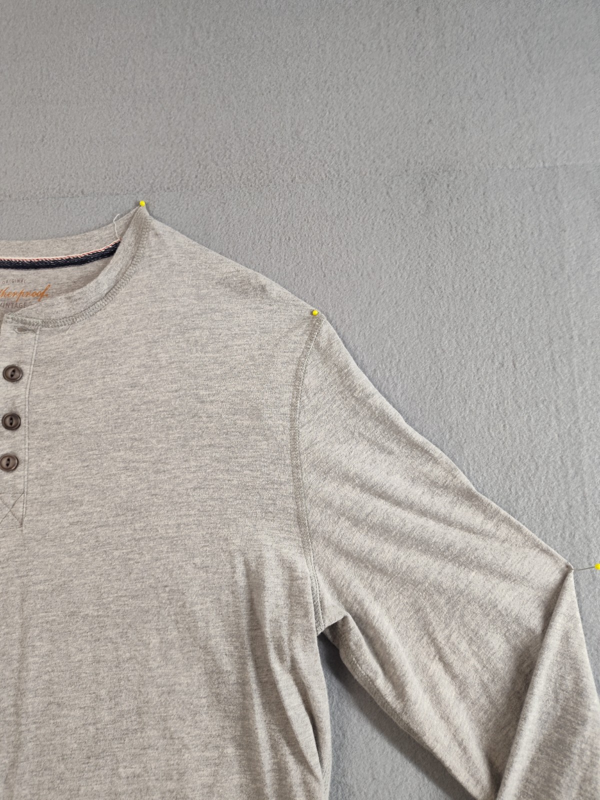 Weatherproof Men Shirt M Gray Henley Neck Long Sleeve Flat Front Pullover Tee gallery