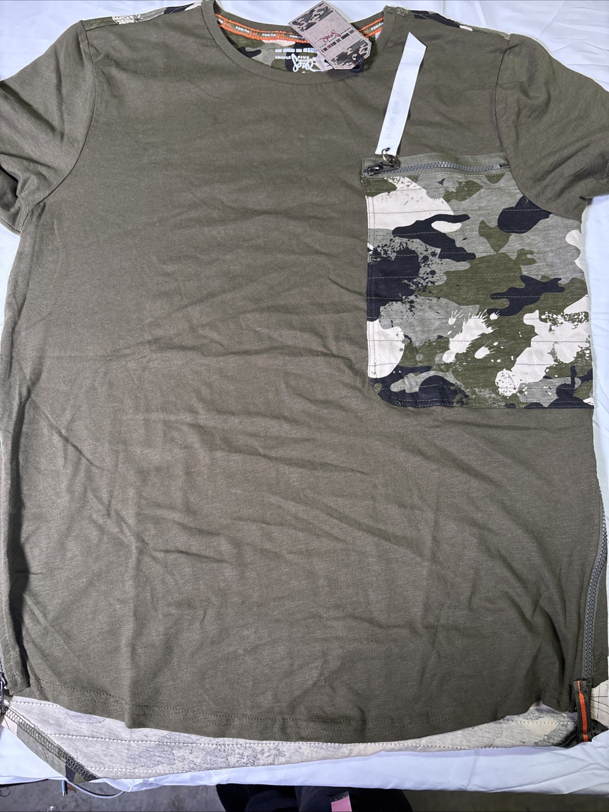 Triple Five Soul Shirt Mens XL Tee Camouflage Army Fatigue Grunge Zipper NWT gallery