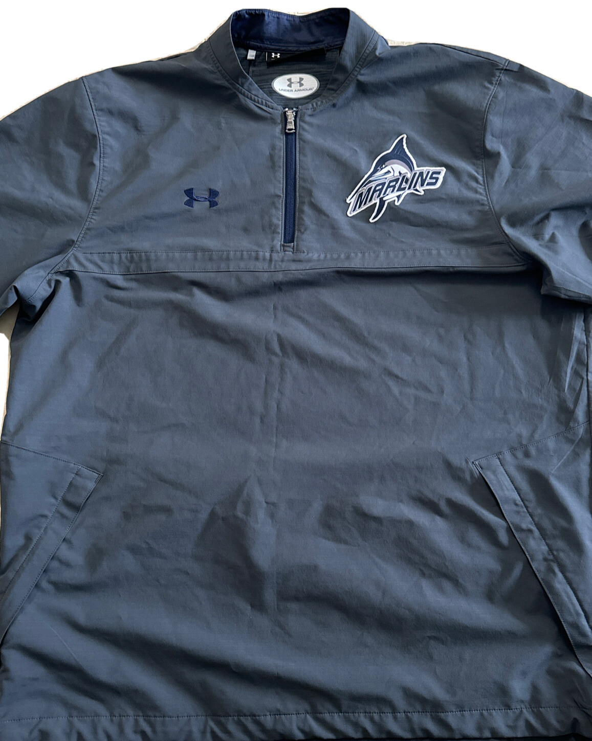Under Armour Shirt Men XL Gray Vented Fish Fishing Marlin 1/4 Zip Windbreaker gallery