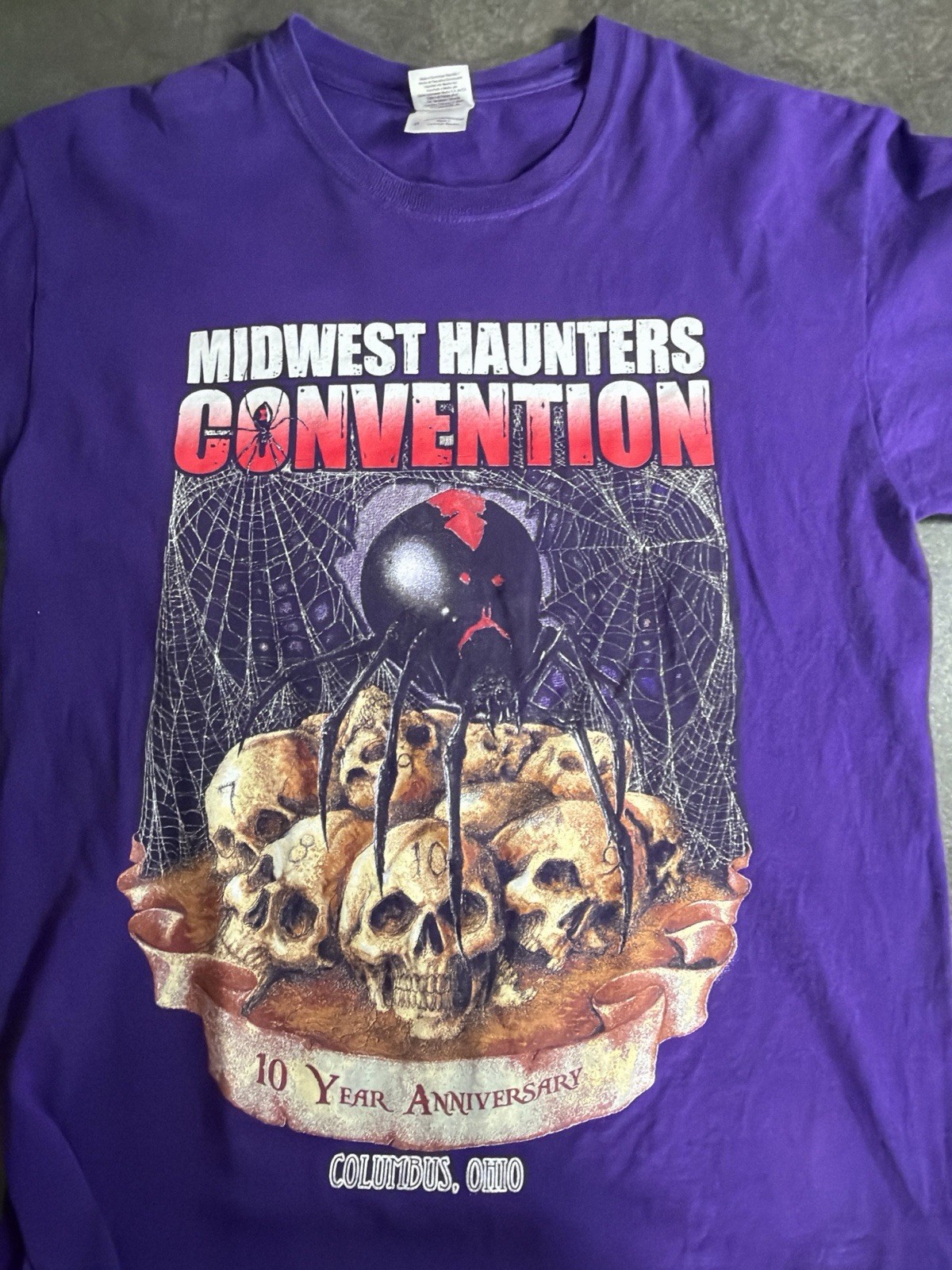 Midwest Haunters Convention T Shirt Purple Skull Spider Horror Columbus Ohio M