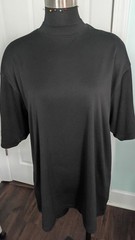 Men’s Black Solid Mock Neck Short Sleeve Knit Polyester T-Shirt Size L