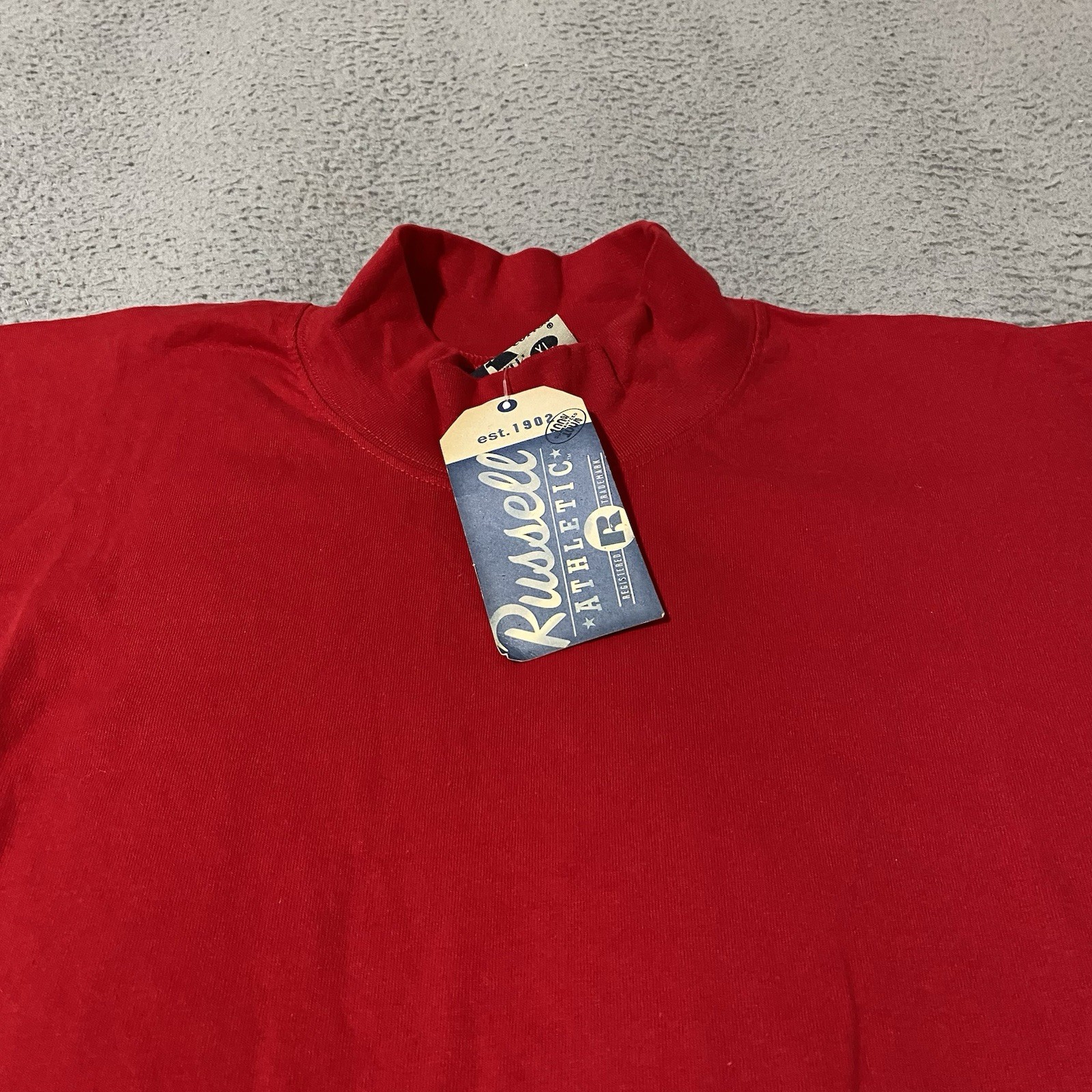 Vintage Russell Athletic Mock Neck Shirt Mens 2XL XXL Red Pro Cotton Blank NEW gallery