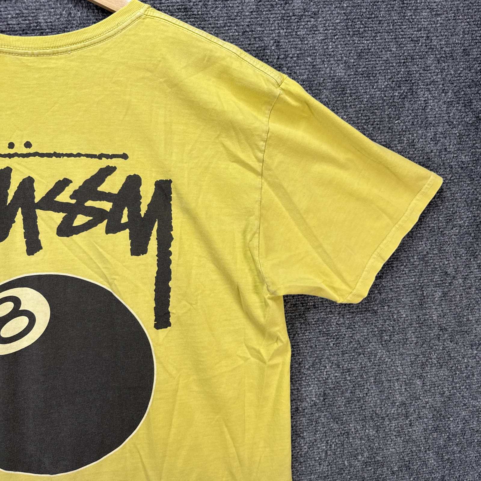Vintage Stussy Shirt Mens Large Yellow 90s Remixed Classics 8 Ball Eight Skate gallery