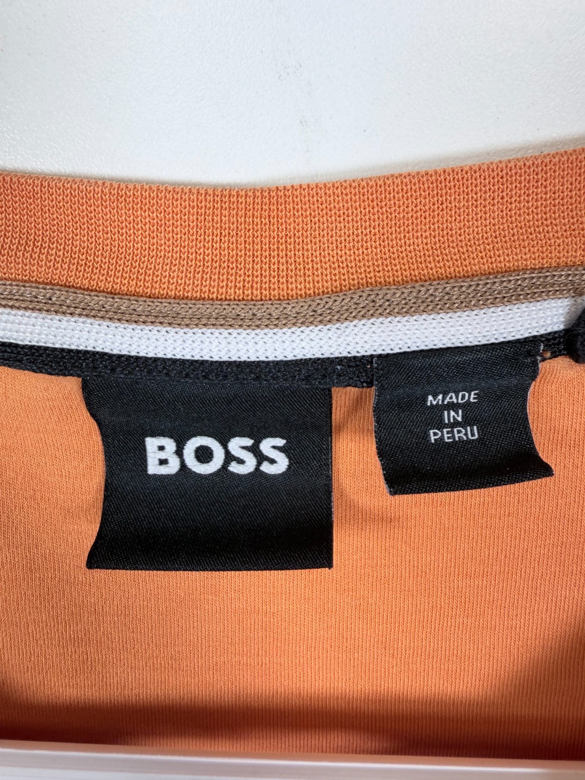 Boss Mens Crewneck Spellout Logo Statement Graphic T Shirt Orange Size Large gallery
