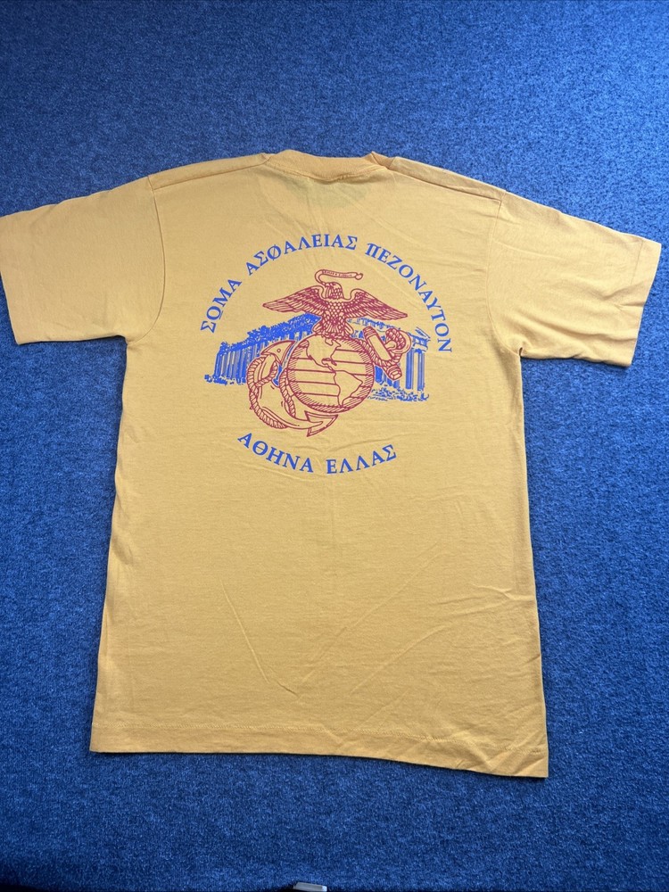 Single Stitch USMC Marine Security Guard Detachment Athens Greece Medium T-Shirt