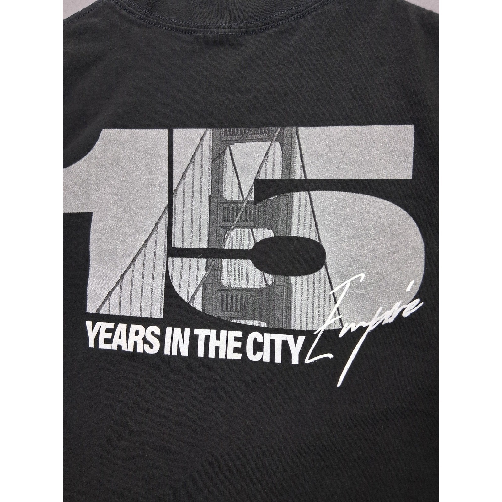Empire T Shirt 15 Years In The City Graphic Size M Black Golden Gate Bridge SF gallery