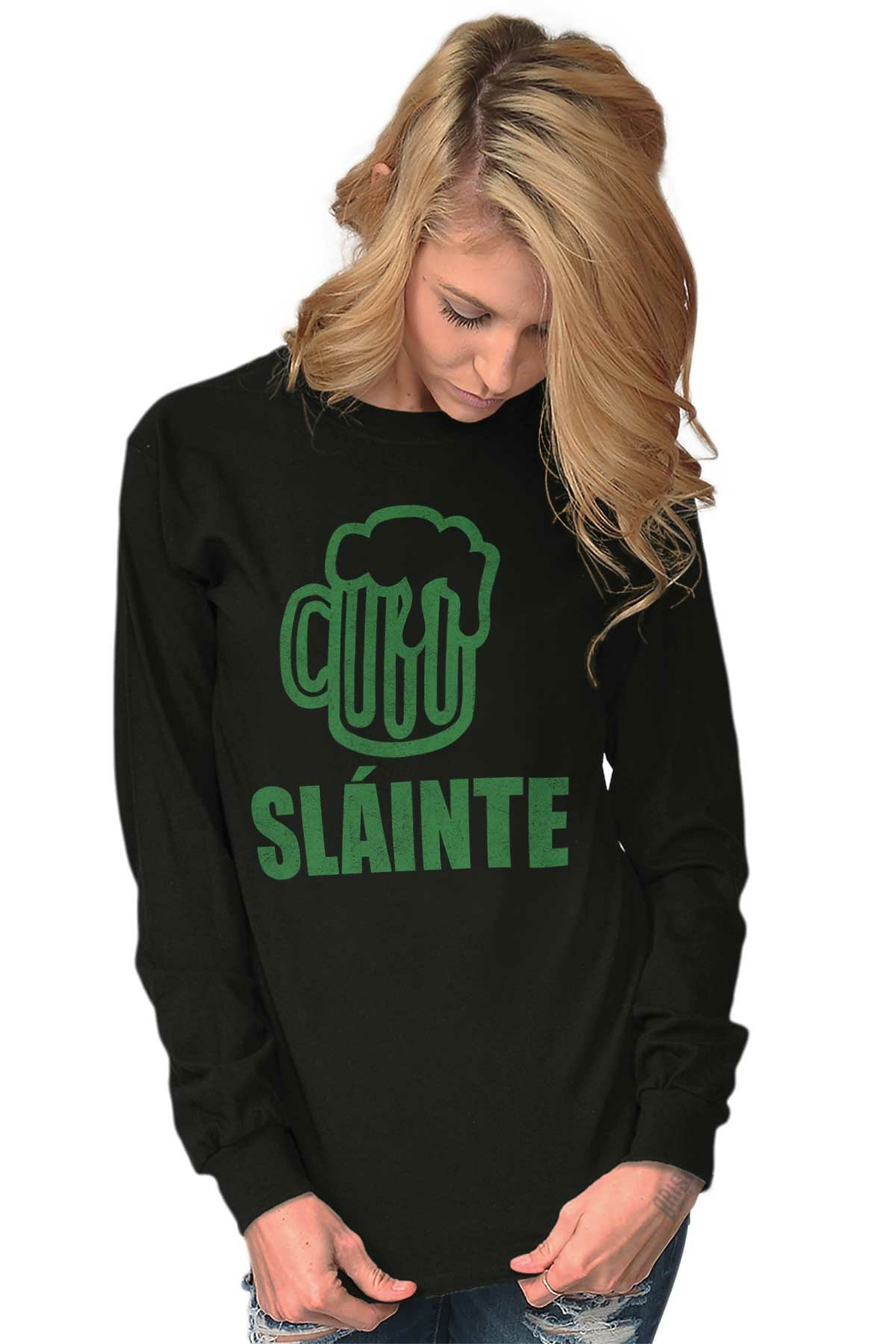Slainte Irish Drinking Beer St Patricks Day Long Sleeve Tshirt for Men or Women gallery