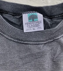 Vtg Kingstree Classic XL Gray Stripe Embroidered Grand Casino Logo T Shirt USA