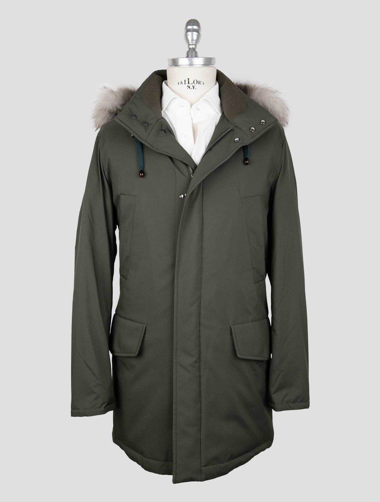 NEW SARTORIO NAPOLI GREEN PL FOX HOODIE OVERCOAT US 46 - EU 56 SGZ1 gallery