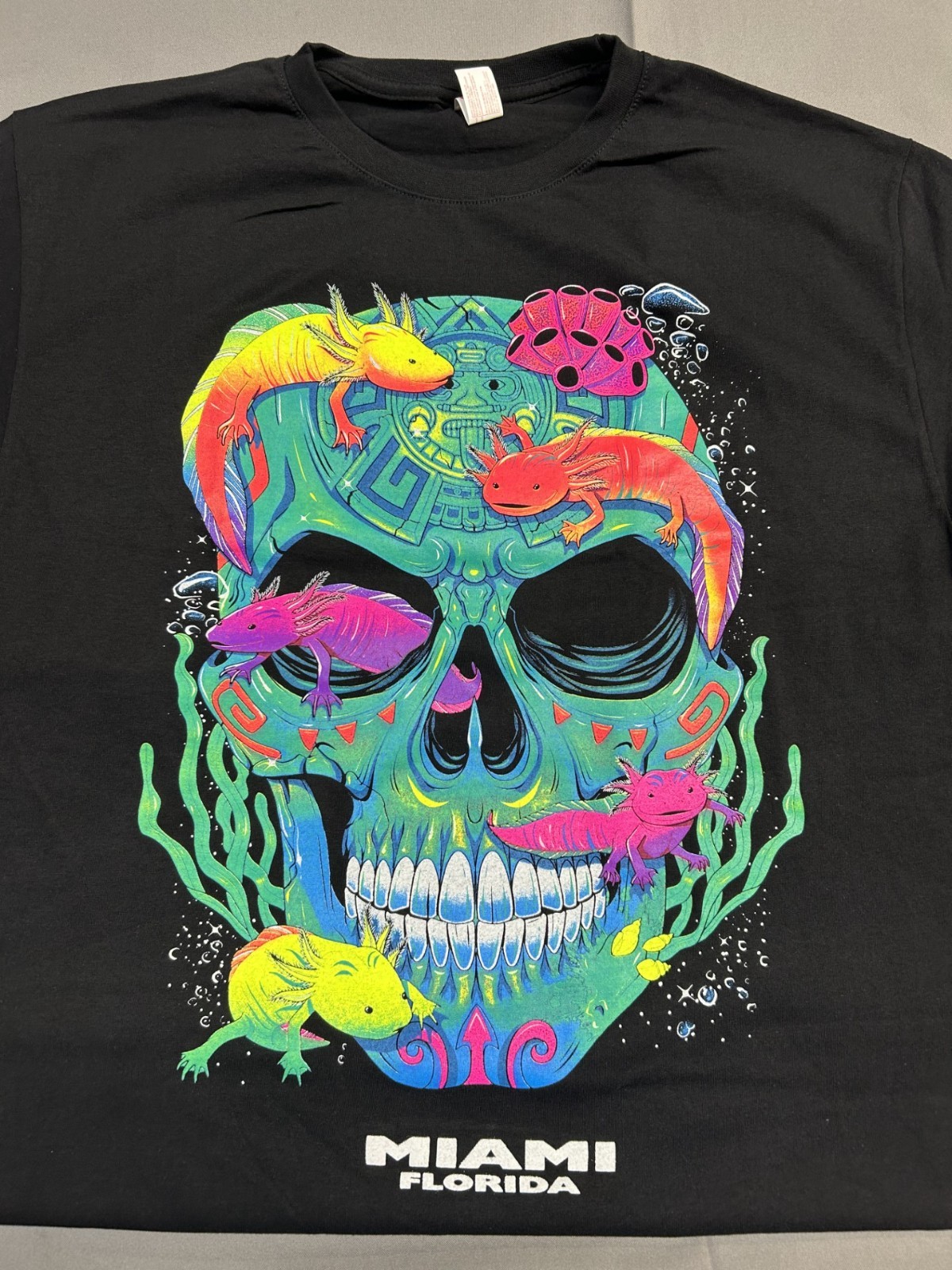 Pack of 2 MagicTees Men’s Neon Glowing Shirt, Short Sleeve, Black