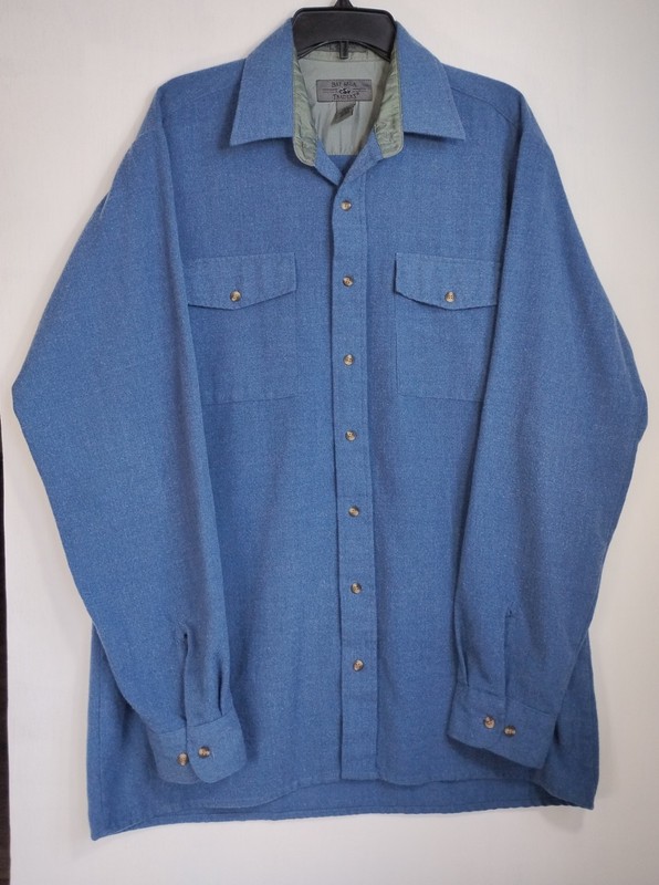 Vtg Bay Area Traders Mens Shirt L Tall Blue Chamois Flannel Button Up Shirt I9