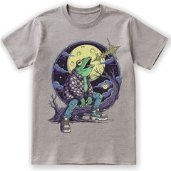 Funny Frog Flannel Howling Moon Spooky Tree Retro Graphic Tee Gift Men
