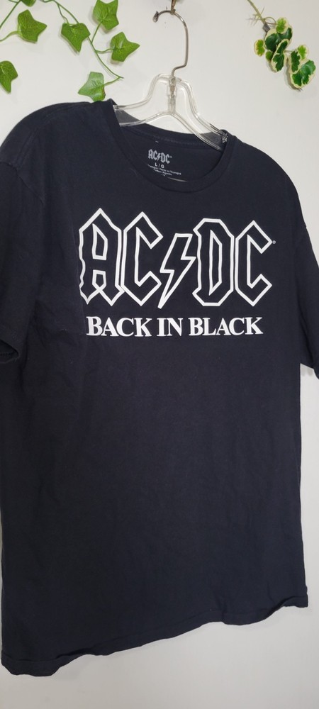 AC/DC Back In Black Adult’s Large Classic Rock Band Music Logo Black T-shirt