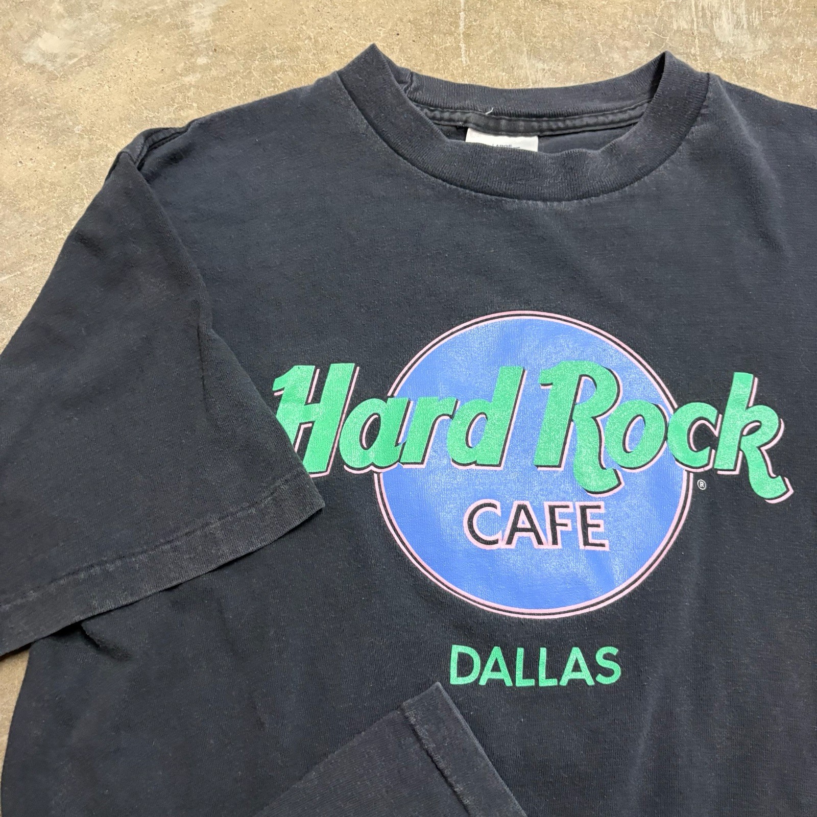 Hard Rock Cafe Dallas Men’s Black T-Shirt Size L Vintage 90s Single Stitch