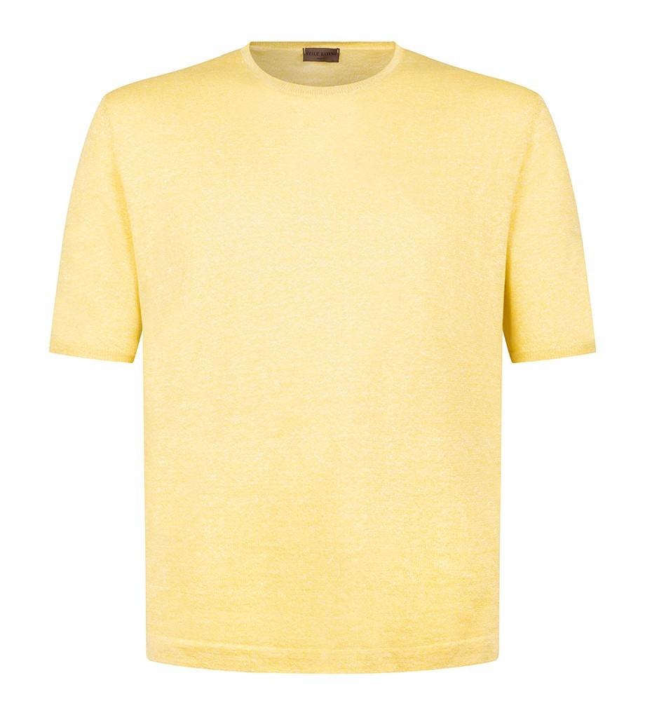 STILE LATINO t-shirt linen cotton EU 56 US 46 yellow melange normal fit gallery