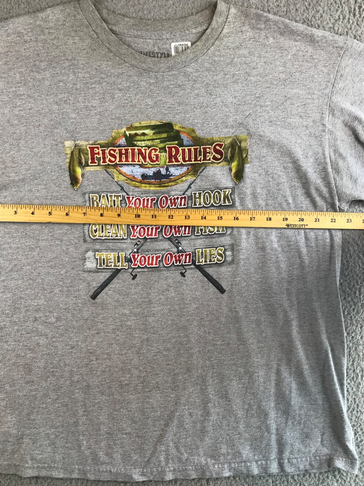 Lifestyles Legends Shirt Men's XL Gray Fishing Rules Graphic Tee Short Sleeve gallery