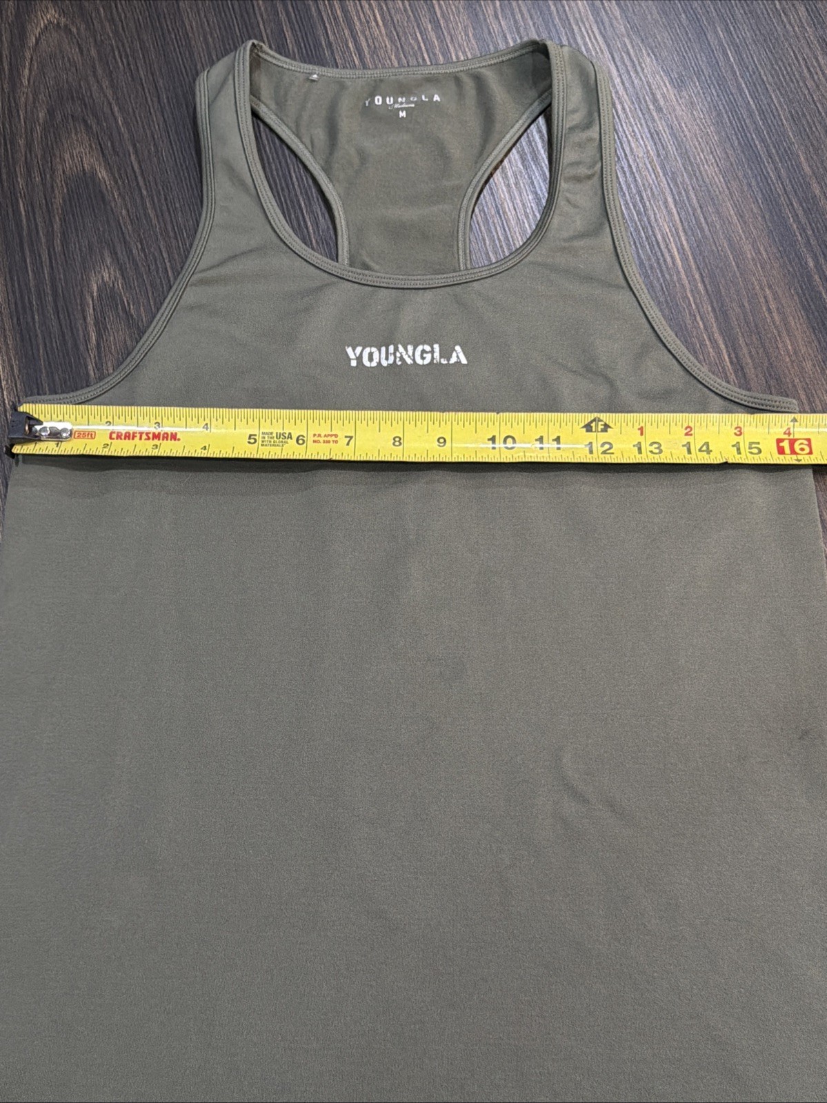 YoungLA Men’s Sleeveless Tank Top Dark Green Size Medium gallery