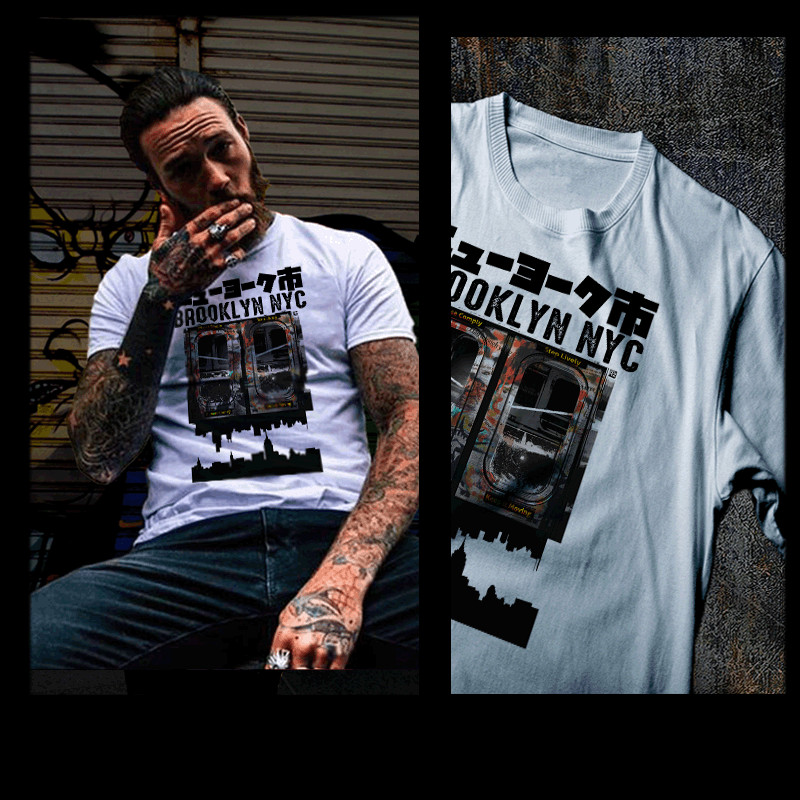Brooklyn T-shirt BK Graffiti Train with Japanese kanji New York City 80s NY gallery