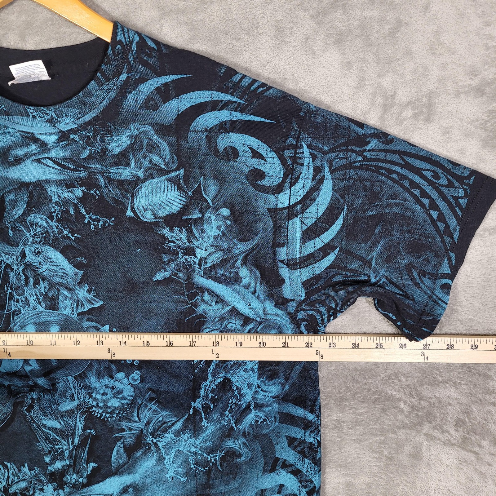 Vtg Cozumel Mexico Shirt Men XL Blue Black Yazbek Ocean Dolphin Fish Graphic AOP gallery