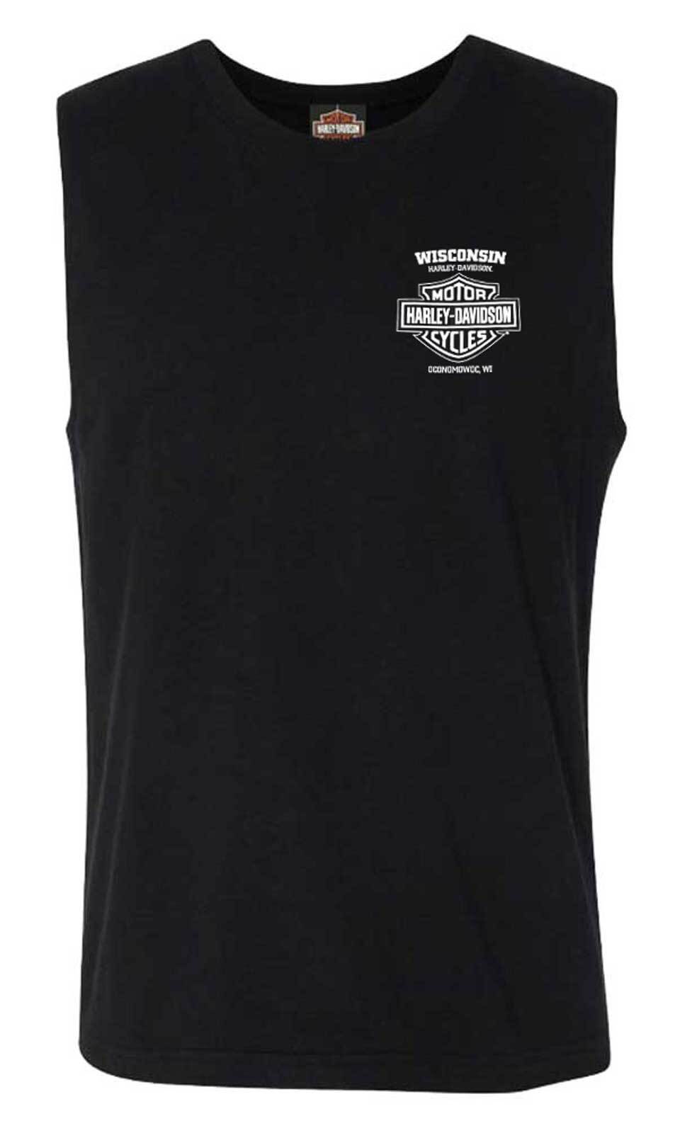 Harley-Davidson Men's Lightning Crest Sleeveless Cotton Muscle Shirt, Black gallery