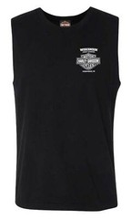 Harley-Davidson Men’s Lightning Crest Sleeveless Cotton Muscle Shirt, Black