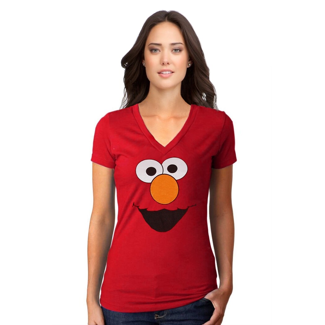 Sesame Street Elmo Face V-Neck Junior Women's T-Shirt gallery
