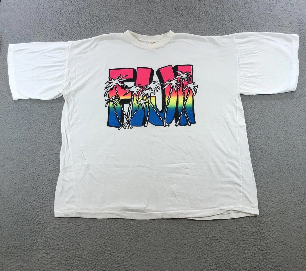 Vintage Crazy Jack Shirt Mens Extra Large Fiji Palm Trees Graphic Fun 90s Tee