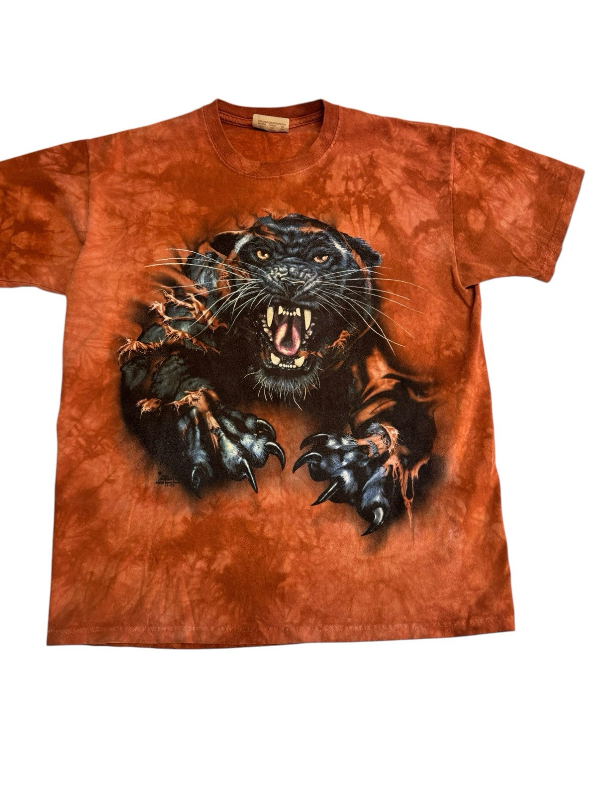 The Mountain Black Panther Burnt Orange Tie Dye T-Shirt Size Large gallery
