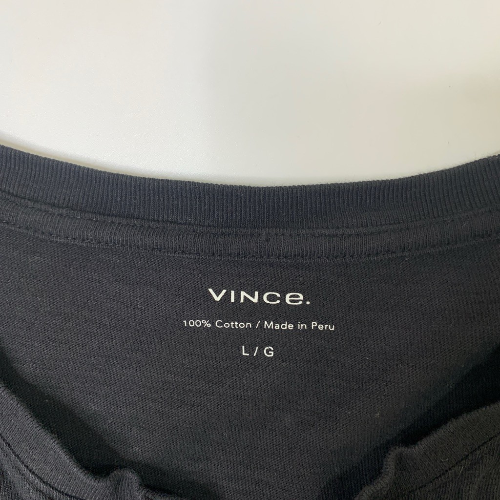 Vince Shirt Mens L Large Black Cotton Long Sleeve Henley Lightweight Casual Tee gallery