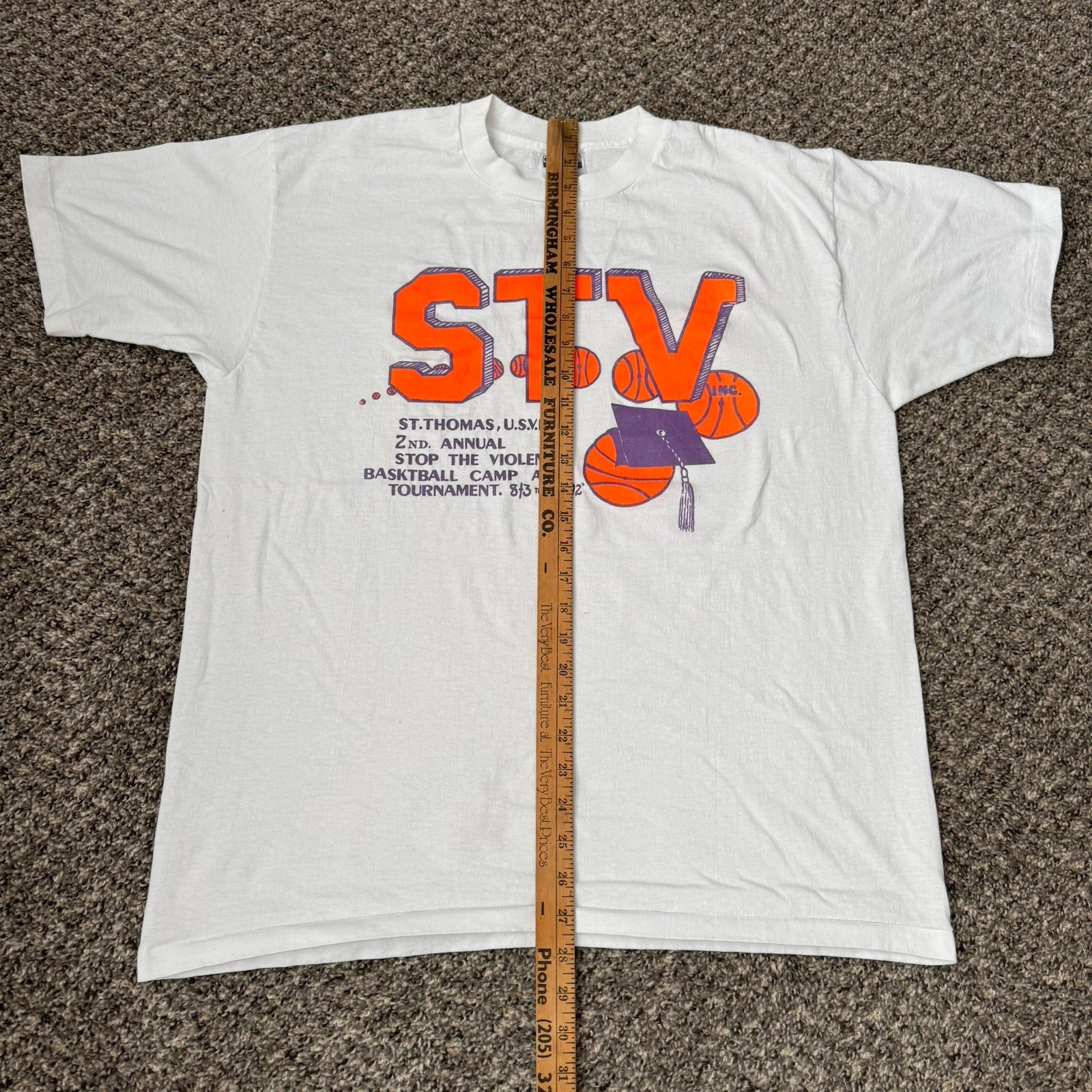 Vintage Stop The Violence Basketball T Shirt Men’s XL 90s Hanes St Thomas Tee gallery