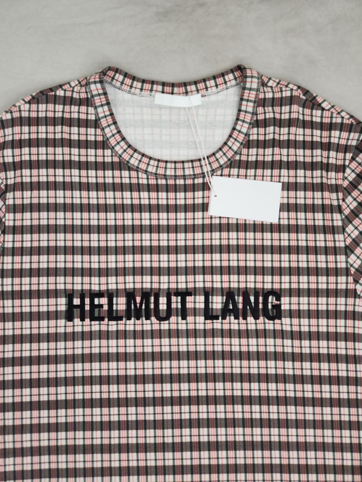 Helmut Lang Logo OS Tee Mini Digital Check Red Men's Size Large New gallery