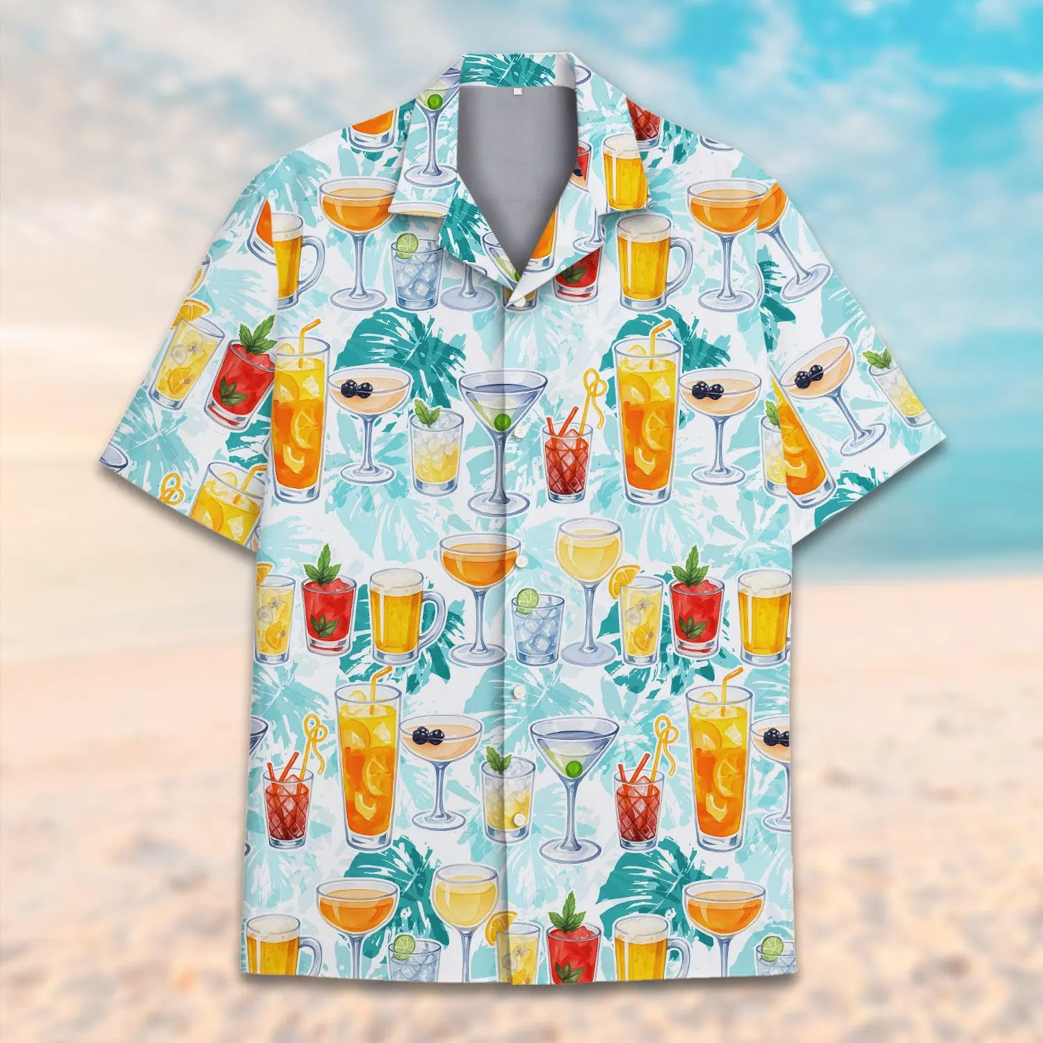 HOT NEW Cocktail Hawaiian Shirt Tropical Drinks Print Aloha All sizes DADA202