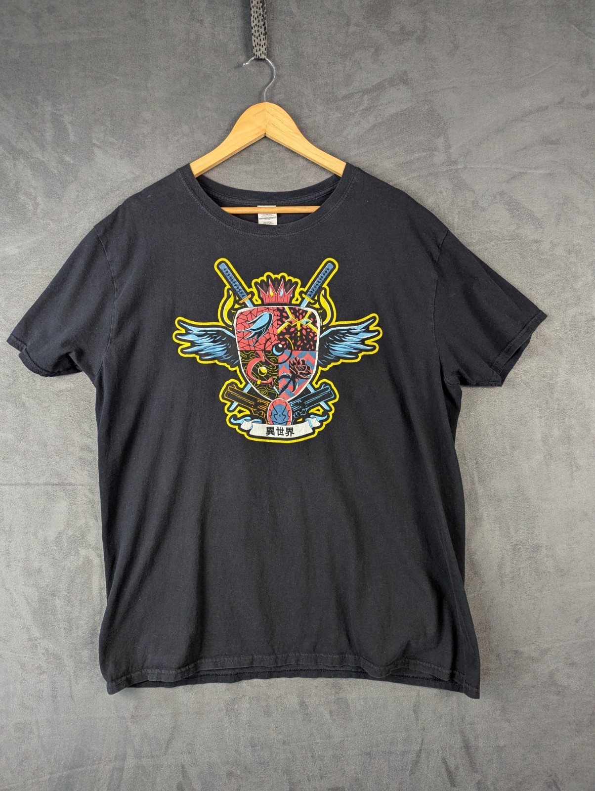 Anime Shirt Mens XL Isekai Black Rising Of Shield Hero Gun Gale Gildan Ringspun gallery