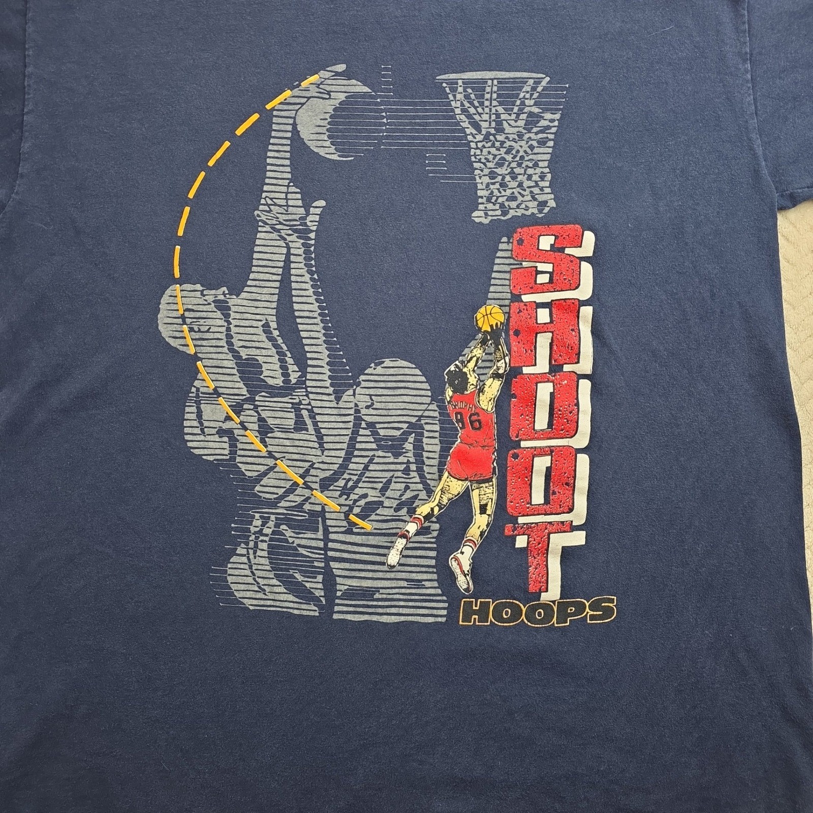 Vintage Shoot Hoops Basketball T-Shirt Navy Blue XL USA Made Kingstree Classic gallery