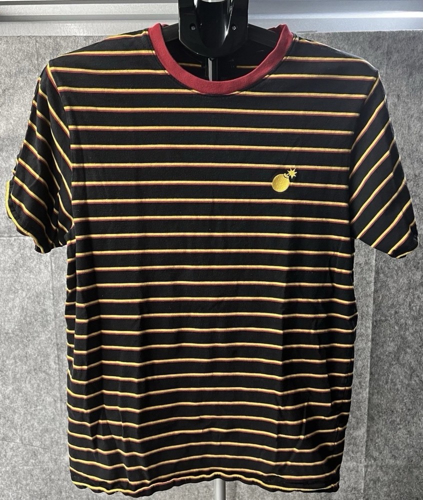 The Hundreds men’s striped (black & yellow) t-shirt w/ Logo on chest Size Medium