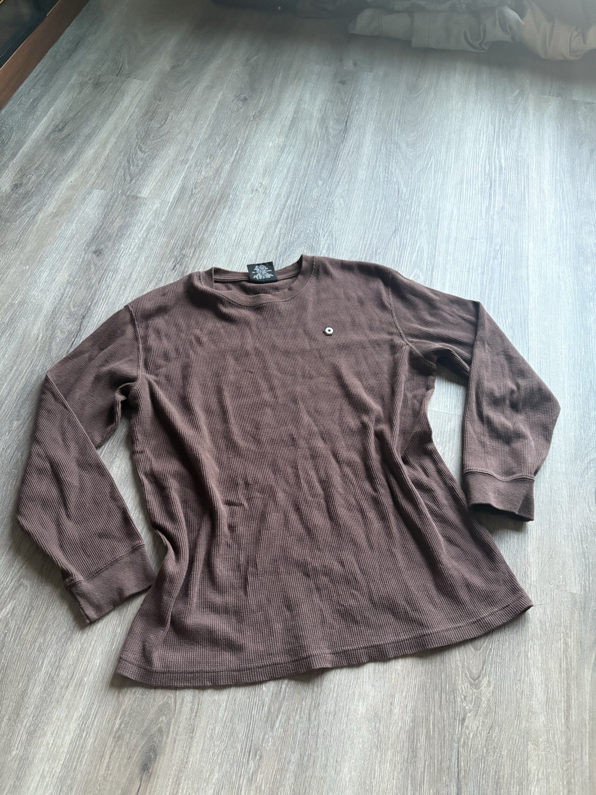 southpole brown waffle knit thermal long sleeve shirt size men’s xl