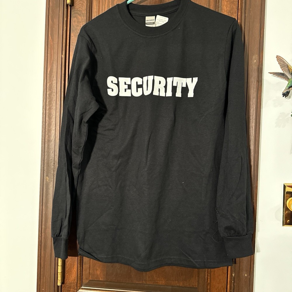 SECURITY LS SHIRT Event Bouncer Staff Guard Police Shirt Tee Black Men’s Small